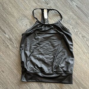 Sz8 Lululemon Ivivva Double Dutch tank black/ black and white stripe VVGUC